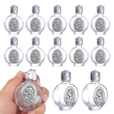 Imagem de KOMI Garrafa de água benta de vidro de 12 peças, mini recipiente de água benta de 0,5 floz com Madonna em relevo e crianças religiosas vazias, presentes católicos para igreja