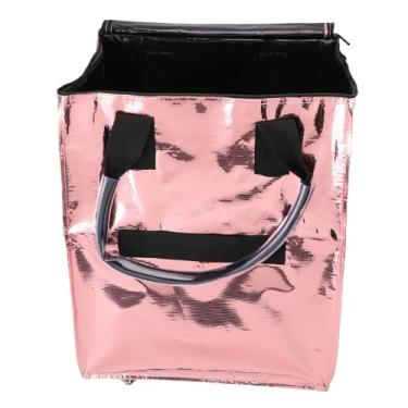 Imagem de ZJchao Sacola de Compras Leve Com Rodas, Mochila Multifuncional para Carrinho de Compras, Tecido Impermeável Com Material PP, Amplo Espaço para Alimentos e Itens (Ouro Rosa)