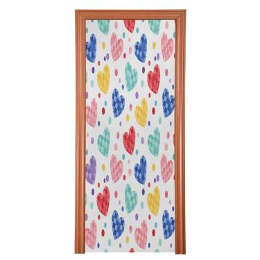 Imagem de ATTX Capa para porta da frente com corações brilhantes dos namorados - decoração de férias de tecido elástico lavável para festas, casa, decoração de porta da frente, 867 x 98 polegadas (867)