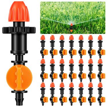 Imagem de Sunnychicc 20 peças de acessórios de irrigação por gotejamento de 1/4 polegada, emissores de spray de irrigação por gotejamento ajustáveis, emissores de sistema de irrigação de fluxo de água de 180