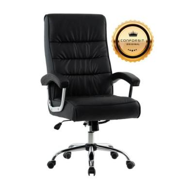 Imagem de Cadeira Escritório Presidente Genebra Preta - Mola Ensacada - Original