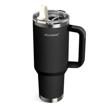Imagem de SILICANICE Copo isolado de 1,134 g com tampa flip de canudo - 100% à prova de vazamento, aço inoxidável a vácuo de limpeza rápida | Sem BPA, compatível com alça e porta-copos - 24H frio, viagem