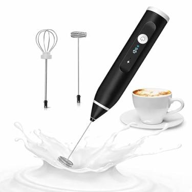 Imagem de Mini Mixer Elétrico Recarregável 3 Velocidades – Misturador de Ovos Café Cremoso Cappuccino e Bebidas
