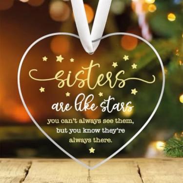 Imagem de Enfeites de acrílico em forma de coração, melhores enfeites de pendurar para árvore de Natal, presentes de amizade para amiga, irmã