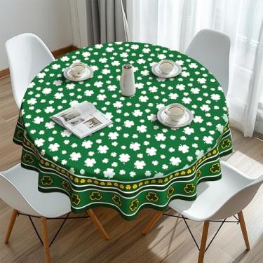 Imagem de bnhjsdw Toalha de mesa de Dia de São Patrício 177 x 178 cm, toalhas de mesa de trevo verde fazenda/trevo para decoração de jantar no dia de São Patrício - redonda