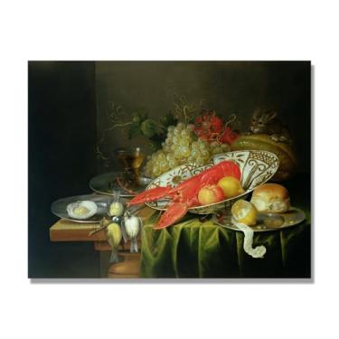 Imagem de Arte em tela vintage de frutas mortas, pintura clássica de cozinha country, decoração de parede de casa de fazenda quente para sala de jantar e cozinha. B09. 40 x 50 cm-15,8 x 19,7 pol. Somente tela