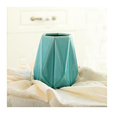 Imagem de Ornamentos de bancadas criativos minimalistas modernos arte geométrica cerâmica arranjo de flores irregular vaso de flores (cor: 209 cm) (15 * 10 cm)