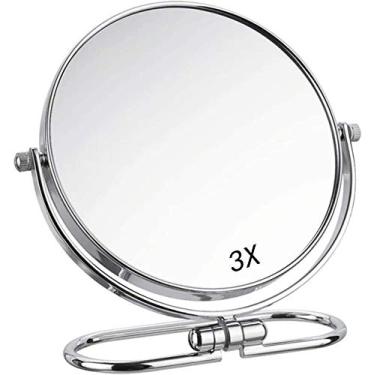 Imagem de U5GAAALPPQ9 Espelhos banheiro maquiagem 3X ampliação dupla face mesa giratória cosméticos (tamanho: 8 polegadas: 20 cm)