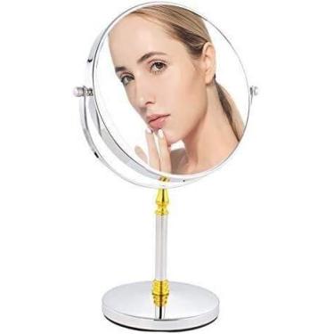 Imagem de U5GAAALPPQ9 Espelho de mesa de maquiagem dupla face 1 x e 3 x ampliação, mesa de pé livre