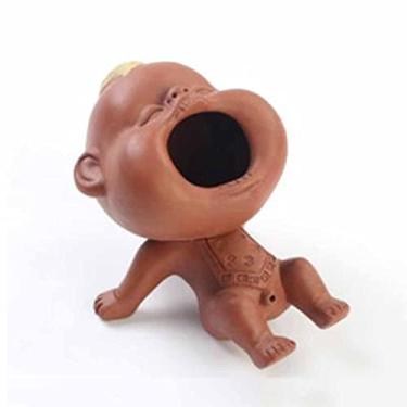 Imagem de Chá de cerâmica animal de estimação rindo mijo boneca roxa argila chá pet bandeja de chá decoração conjunto de chá acessórios (cor: A) (B)