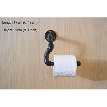 Imagem de Porta-guardanapos para casa de perfuração de parede suporte de toalha de papel retrô para tubo de água com prateleira de parede de madeira maciça rack de armazenamento estilo industrial vintage loft