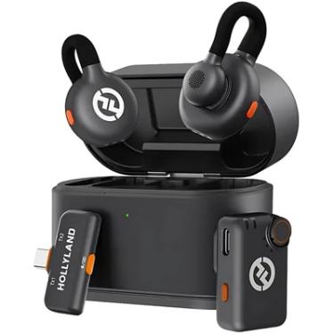 Imagem de Microfone de Lapela sem Fio Hollyland Lark M2s Lavalier Mini Kit Clipe de Titânio Alcance de 300m