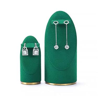 Imagem de x3anggyt5 Elegante 2 peças de suporte de joias expositor de joias de veludo verde, organizador de adereços de fotografia para organizador de shows