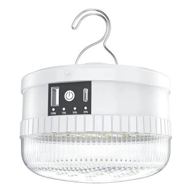 Imagem de Luminária Para Barraca Carisma Recarregável - 4 Níveis, USB + Pilhas AAA/18650, Branca