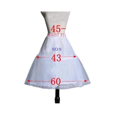 Imagem de Saia Infantil Branca A-Line Com 3 Aros E Renda Para Vestido De Dama De