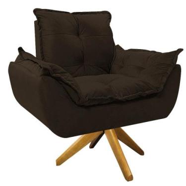 Imagem de Poltrona Opala Base Giratória de Madeira Sintético - Amarena Móveis, M