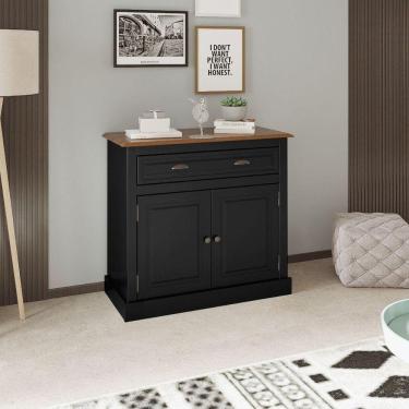 Imagem de Balcão Buffet Aparador 2 Portas 1 Gaveta Preto Farm House