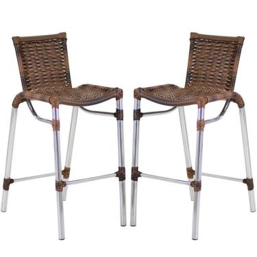 Imagem de 2 Banqueta Alumínio Fortaleza Alta Para Balcão, Cozinha Argila