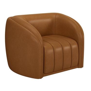 Imagem de Poltrona Decorativa Para Sala 112cm Meris M22 Sintético Caramelo - Mpozenato