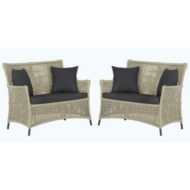 Imagem de 2 Sofás área Externa Igapó Alumínio Preta Corda Náutica E11 Rami