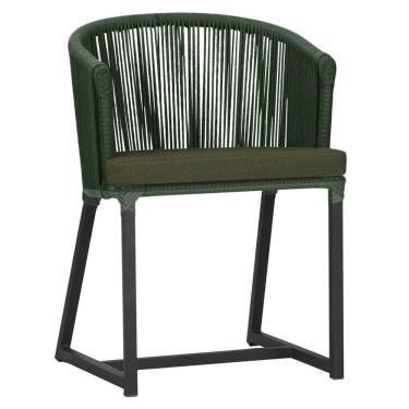 Imagem de Cadeira De Jantar Noronha Alumínio Preta E13 Trama Original Verde