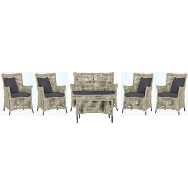 Imagem de Jogo Sofá 4 Poltronas E Mesa Igapó Preta E11 Trama Original Rami