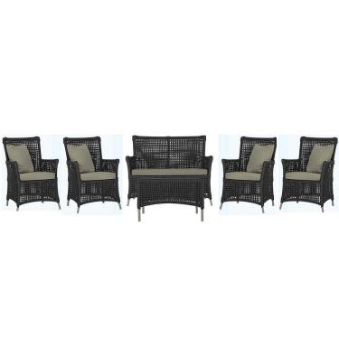 Imagem de Jogo Sofá 4 Poltronas E Mesa Igapó Fendi E8 Trama Original Preto