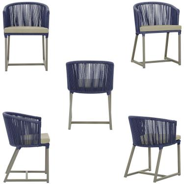 Imagem de 7 Cadeiras De Jantar área Noronha Fendi E7 Trama  Azul