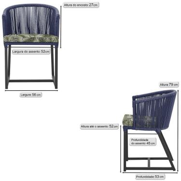 Imagem de 6 Cadeiras De Jantar área Noronha Preta E5 Trama  Azul