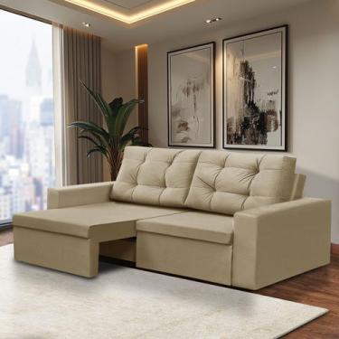 Imagem de Sofá Retrátil 2 Lugares 1,80m Leticia Suede Rover & Beato, Bege