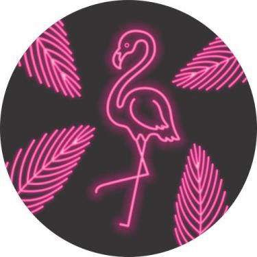 Imagem de Painel De Tecido Sublimado Redondo Flamingo Neon C/Elástico - Fabrika 