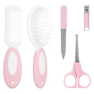 Imagem de Kit Cuidado Higiene Bebê Escova Pente Cortador de Unhas Buba, Rosa