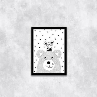 Imagem de Quadro Infantil Bichinhos Escandinavos 33X24 Preta - Quadros On-Line