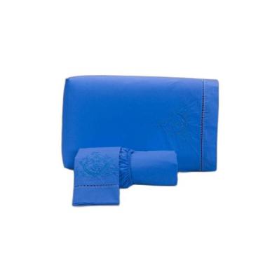 Imagem de Jogo Lençol 3 Peças Cama Viúva Percal 200 Fios Bordado ul - Miguel Enx