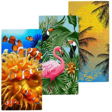 Imagem de Kit 3 Toalhas de Praia Banhão Teka Málaga 75x150 cm