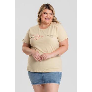 Imagem de T-shirt Feminina Plus Size 100% Algodão Estampada "A VIDA É FEITA DE C