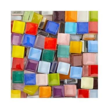 Imagem de Pastilhas De Mosaico De Vidro Quadradas Coloridas De 1cm, 100g, Materi