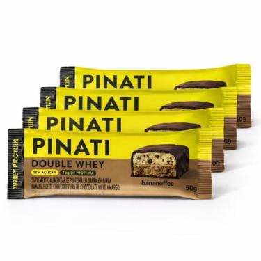 Imagem de Kit 4 Barra PINATI Double Whey Bananoffe 50g 15g Proteina