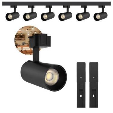 Imagem de Kit Trilho Eletrificado 2m + 6 Spot 10w Preto Bivolt COR:Neutro - WL, 