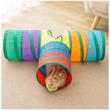 Imagem de Túnel Colorido Bolinhas Anti Estresse Casinha Pets Animal Gatos Brinqu