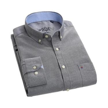 Imagem de Camisa Oxford Masculina De Manga Longa Sem Necessidade De Passar Com E