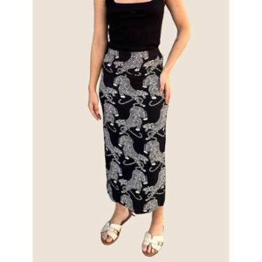 Imagem de Saia Midi Estampada Tigres Farm Cor:;Tamanho:GG-Feminino