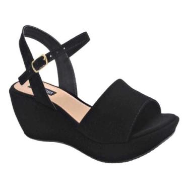 Imagem de Sandália Feminina Villa Rosa Plataforma Com Tiras Preto 36, Preto, 36