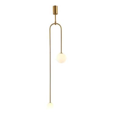 Imagem de Lustre Pendente Sala Jantar Metal Bronze Vidro Branco Bivolt - Sindora