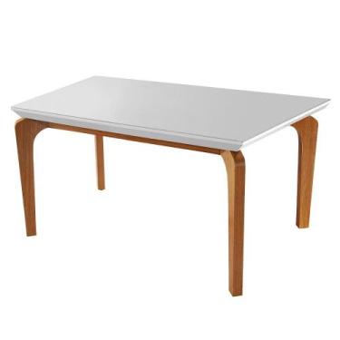 Imagem de Mesa de Jantar Tampo MDF e Vidro 1,2m x 0,80m Londrina Rufato Naturale