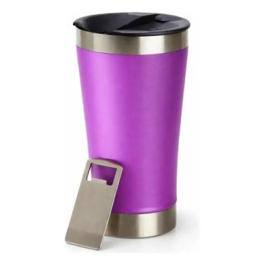 Imagem de Copo Térmico De Cerveja Aço Inox 473 Ml Com Tampa - Genérica, Violeta,