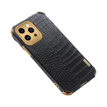 Imagem de Capa De Silicone Com Revestimento De Couro De Crocodilo Para iPhone 16