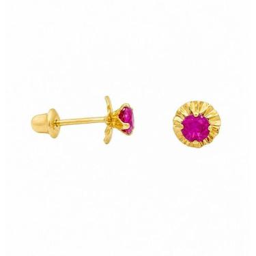 Imagem de Brinco em Ouro 18k Roseta com Zircônia Baby - Par - Justino Ribas, Ver