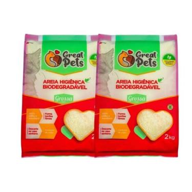 Imagem de 2 Areia Great Pets Biodegradável Grossa Para Gatos - 2 Kg
