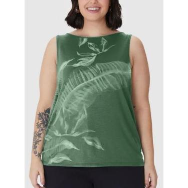 Imagem de Regata Evasê Malwee 1000132909 Feminina Plus size Viscolinho Stretch T